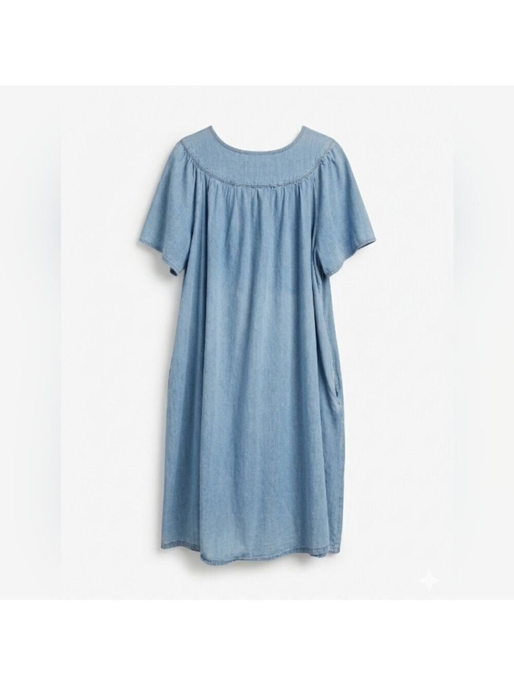 National Embroidered Cotton Denim Patio Dress, Light Blue, Size XL - Picture 3 of 8